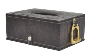 Porta Servilletas de Cuero Genuino con Diseño de Brida de Caballo Dorada, Dispensador Decorativo de Pañuelos, Caja para Servilletas, Suministros para Eventos, Decoración de Mesa - Product Image 2