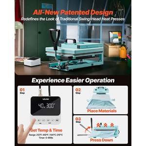 Nueva Máquina de Prensa de Calor Híbrida Multifunción 8 en 1 de 15 x 15 Pulgadas, Fácil Control, Sublimación Rápida, Color Verde Claro, Modelo D0100XFPU8U - Product Image 5