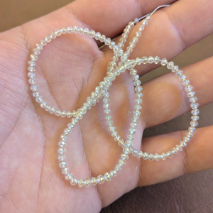 Lab Grown White Diamond Rondelle Beads AAA Faceted 2.5-3.2mm Loose Certified Made in India Wholesale Supplier for Jewelry Making - Product Image 1
