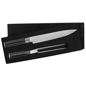Couteaux de chef avec manches en bois grainé brun et noir et lames martelées argentées pour couper les fruits, les légumes et préparer les aliments - Product Image 6