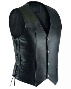 Gilet de motard sans manches en cuir véritable, design personnalisé, nouvelle collection 2026, style vintage, écologique, pour l'hiver, avec boutons et fermeture éclair - Product Image 2
