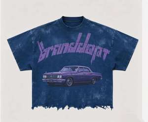 Camiseta Vintage con Logotipo Frontal, Oversize, Ecológica, Transpirable, Estilo Retro Urbano, con Letras y Diseños Góticos, Manga Corta - Product Image 2