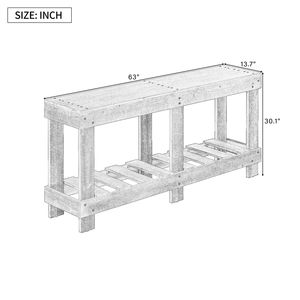 Tavolo Console U_Style in Legno di Abete Massiccio Vintage da 159,75 cm, 6 Gambe Rinforzate, Piano Spesso 11,43 cm, Design con Rivetti Metallici, Finitura Naturale - Product Image 5