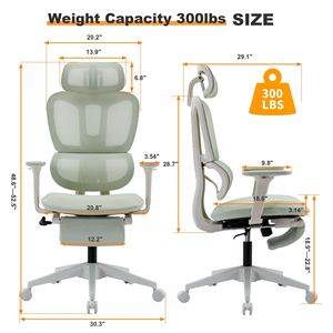 Sedia da Ufficio Ergonomica in Rete con Ruote Silenziose a 360 Gradi, Braccioli Regolabili, Poggiapiedi, Supporto Lombare e Poggiatesta in Memory Foam - Product Image 2