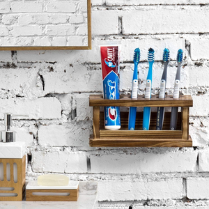 Best Finish Wooden Toothbrush and <b>Toothpaste</b> <b>Holder</b> Bathroom Accessory Customizable <b>Holder</b> for Bath Storage - Product Image 2