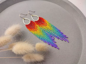 Boucles d'oreilles à pompons faites main en perles de rocaille colorées, perles d'oreille de qualité pour filles, perles de cristal en verre soufflé - Product Image 3