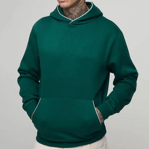 Wholesale OEM Custom Logo Embroidery Tall Regular Hoodie With Piping Breathable Cotton Blended Gym & Streetwear Hoodie For <b>Men</b> - Product Image 1