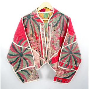 Vintage Bohemian <b>Kantha</b> Patchwork <b>Jacket</b> Handmade Quilted Coat Women Winter Fashion Style - Product Image 4