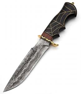 Couteau utilitaire artisanal en acier Damas avec manche en ébène noir incrusté, qualité DIY, personnalisable OEM, pièce de présentation exécutive - Product Image 4