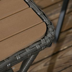 Tavolino da Caffè in Rattan Marrone Misto per Patio con Ripiano Contenitore, Tavolino Laterale in Vimini con Piano in Composito Legno-Plastica, Arredamento da Esterno - Product Image 5