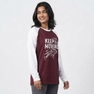 Printed Raglan Oversize T-Shirt <b>Women's</b> Long Sleeve Crew Neck Loose Fit Tee Casual Wear 100% Cotton Jersey Tee <b>Top</b> Ladies - Product Image 3