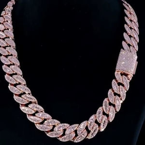 Luxury Iced Out Marquise Cuban Link Hip Hop Chain Rose Gold Finish <b>Statement</b> <b>Necklace</b> for Men Women Fashion Jewelry - Product Image 1
