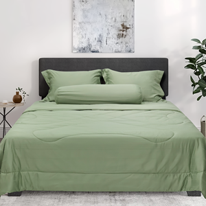 Factory-Price Eco-Friendly 300tc Jacquard Solid Pattern Modern 100% Polyester Microfiber All-Season Luxury Sheet Pillowcase Set - Product Image 1