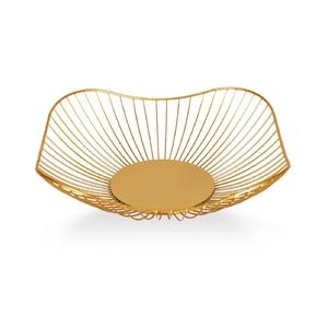 Panier à fruits rond en métal argenté au design exquis et élégant pour table à manger, décoration de cuisine, rangement élégant en fil métallique ouvert - Product Image 5