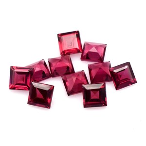 Lot en gros de pierres précieuses naturelles de grenat rhodolite 6x6 mm, taille carrée, facettées, calibrées, pour la fabrication de bijoux - Product Image 2