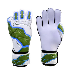 Guantes de portero de fútbol con protección para los dedos, diseño azul vibrante, corte negativo, cierre de velcro - Product Image 5