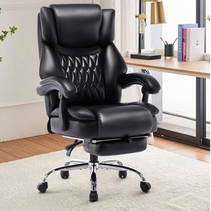 Silla de Oficina Ejecutiva con Respaldo Alto, Funciones de Masaje y Reclinación, Cojín Lumbar Ajustable, Silla de Escritorio para el Hogar, Silla para Computadora con Reposapiés - Product Image 1