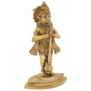Statue faite à la main de 9 pouces Lord Hanuman dans la sculpture en laiton Namaskara Mudra de l'Inde pour les cadeaux - Product Image 2