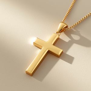 Colgante de Cruz Elegante de Oro Sólido de 14K, Fidelidad Cristiana Atemporal, Lujo para Collar Certificado, Colgante de Cruz Minimalista de Oro PT950 - Product Image 3