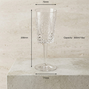 [Holar] Verre à pied en plastique de style vintage, fabriqué à Taïwan, avec motif floral en relief transparent, idéal pour les mariages, les fêtes et les pique-niques - Product Image 3