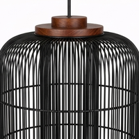 Lustre suspendu moderne en rotin noir écologique, lanterne cylindrique, lampe de plafond pour salon, hôtel, Bali