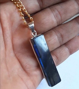 Vintage Silver Gold Plated Coin Shape Long Link Chain <b>Necklace</b> with Bezel Set <b>Charm</b>-Unisex Gift Jewelry - Product Image 3