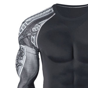 Men's <b>Black</b> <b>Long</b> Sleeve Raglan Crew Neck <b>T</b>-<b>Shirt</b> Solid Color Quick Dry Breathable Regular Fit Sporty Sublimated Digital Print - Product Image 2