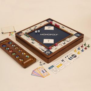 Plateau de jeu Monopoly en bois artisanal, de qualité supérieure, écologique, en stock, jeu familial pour anniversaire, mariage, fête - Product Image 1