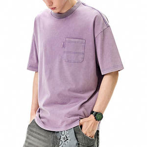 เสื้อยืดโออีเอ็ม โอดีเอ็ม ทรงโอเวอร์ไซส์ ผ้าคอตตอน 100% หนานุ่ม ซักฟอกแบบแอซิดวอช มีกระเป๋าหน้า ดีไซน์วินเทจ ทำสีซีดแบบดิสเทรส  รับผลิตตามแบบ - Product Image 3