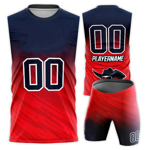 Conjunto de Camiseta de Baloncesto Personalizada con Impresión por Transferencia de Calor, 100% Poliéster, Sin Mangas, Absorbe la Humedad, Protección UV, Degradado Rojo, para Hombre - Product Image 1