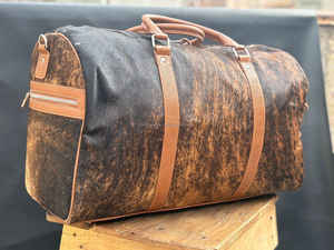 Sac de voyage en cuir véritable avec poils, fermeture éclair, portable, multifonction, unisexe LHDB-0129 - Product Image 3