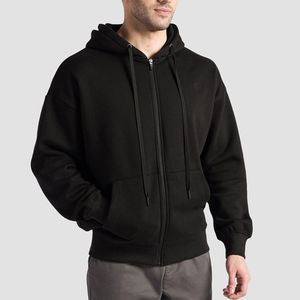 Survêtement homme noir à fermeture éclair intégrale, en molleton épais, ensemble jogging cargo, sweat à capuche personnalisé, streetwear - Product Image 2