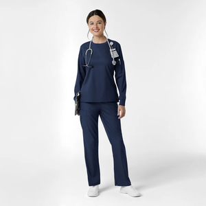 Pantalon de travail noir personnalisé pour femme avec cordon de serrage, devant plat, taille élastique, poches cargo latérales et ourlet fendu – Vente en gros - Product Image 6