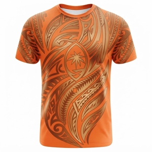 เสื้อยืดคอกลมผู้ชายลายชนเผ่าสีพื้นราคาถูก MOQ ต่ำ แขนสั้น ผ้าถักแบบตรวจจับด้วยเข็ม - Product Image 2