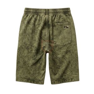 High Quality Heavyweight Cotton Olive Green acid wash <b>shorts</b> Distressed <b>Patch</b> Streetwear <b>Men</b> Retro Style Relaxed Fit <b>Shorts</b> - Product Image 2