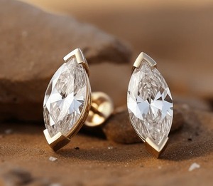 Pendientes de diamantes cultivados en laboratorio de corte Marquesa de Color D VVS corte excelente hermosos pendientes de plata esterlina regalo de boda para mujer - Product Image 1