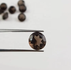 Piedras preciosas sueltas de corte redondo facetadas de cuarzo ahumado Natural de 4mm para hacer joyería de moda, collar con colgante de pendiente del fabricante - Product Image 1