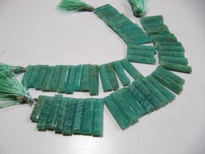 Perles d'Amazonite Naturelle Longues Forme Baguette, Perles Briolette Percées sur le Côté - Product Image 4