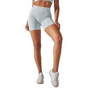 Pantalones cortos de gimnasio con logotipo personalizado 2025 para mujer, ropa deportiva transpirable de cintura alta de secado rápido con bolsillos, lavado de colores para correr - Product Image 5