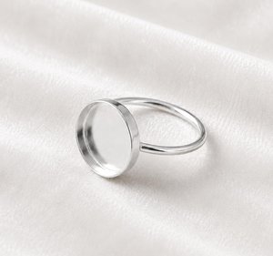 2026 Good Quality 925 Sterling Silver Bezel Setting Cabochon Resin DIY Round 12mm <b>Ring</b> <b>Blank</b> Base Jewelry Making Supplies - Product Image 4