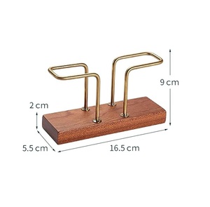 Porte-serviettes élégant, base rectangulaire en bois, support en métal doré, accessoire de cuisine élégant, largeur 5,5 cm - Product Image 1