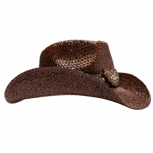 Chapeau de cowboy en cuir marron avec broderie de perles, unisexe, décontracté, pour adultes, à porter en toutes saisons - Product Image 3