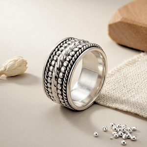 Jeweltech Fidget <b>Spinner</b> <b>Ring</b> 925 Sterling <b>Silver</b> Handmade Amazing Vintage Invisible Setting Certified Jewelry Gift for Her/Him - Product Image 3