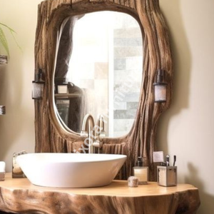 Base de tocador de lujo hecha a mano con raíz de árbol, consola de baño artística de madera maciza, decoración natural - Product Image 2