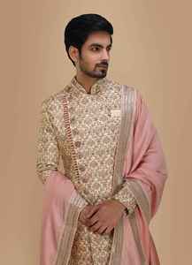 ชุดสัลวาร์ คามีซ พรีเมียม รอยัล กรูม สำหรับงานแต่งงานผู้ชายอินเดีย-ปากีสถาน แบบดั้งเดิม ผ้าไม่ยับ ป้องกันแสงแดด - Product Image 5