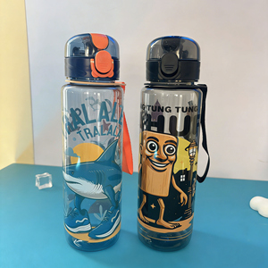 Bouteille d'eau en plastique PC mignonne de 700 ml avec paille, grande capacité, idéale pour les voyages, vente en gros - Product Image 4