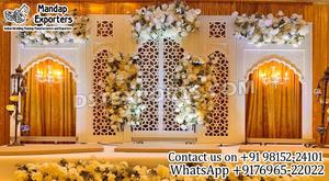 ฉากหลังงานแต่งงานสไตล์วินเทจแบบฮาเวลี ซื้อแผงไม้แบบสั่งทำได้ แรงบันดาลใจจากมughal  แผงไม้สไตล์โบราณสำหรับงานแต่งงานมุสลิม สหรัฐอเมริกา - Product Image 3