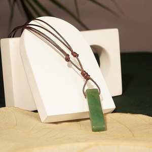 Natural Crystal <b>Aventurine</b> Mirage Unshaped Pendant <b>Necklace</b> with Adjustable Rope Chain for Men and Boys - Product Image 6
