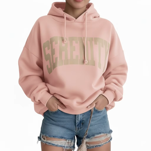 เสื้อฮู้ดดี้โอเวอร์ไซส์สำหรับผู้หญิง สไตล์สตรีทแวร์ฤดูหนาว ผ้ากำมะหยี่นุ่ม สวมใส่สบาย ทรงหลวม พิมพ์ลายโลโก้ด้านหน้า ผลิตจากใยไผ่ อุ่นสบาย - Product Image 2