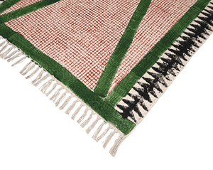 Tapis en coton abstrait fait main, motif géométrique artistique bohème, antidérapant, écologique, à poils plats, lavable, pour sol - Product Image 1